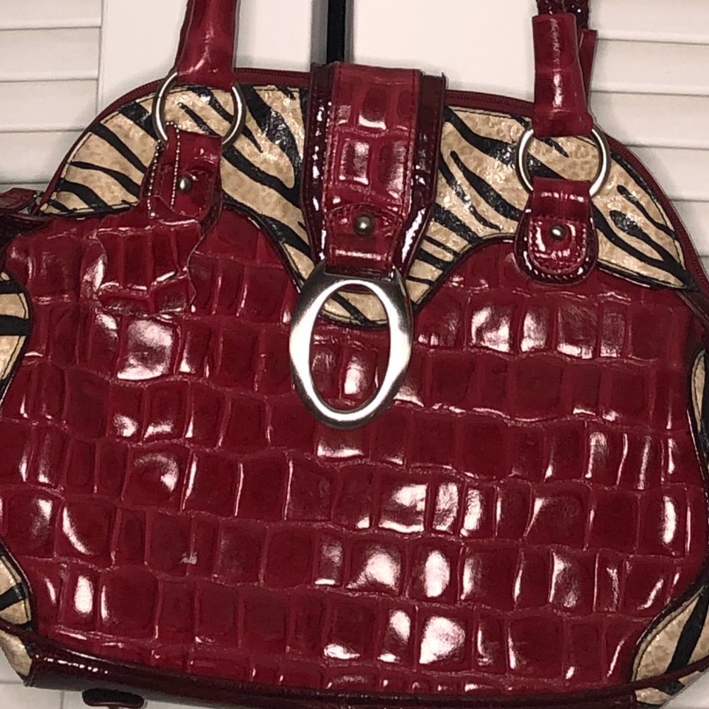 Cool red with zebra stripes medium-sized purse.